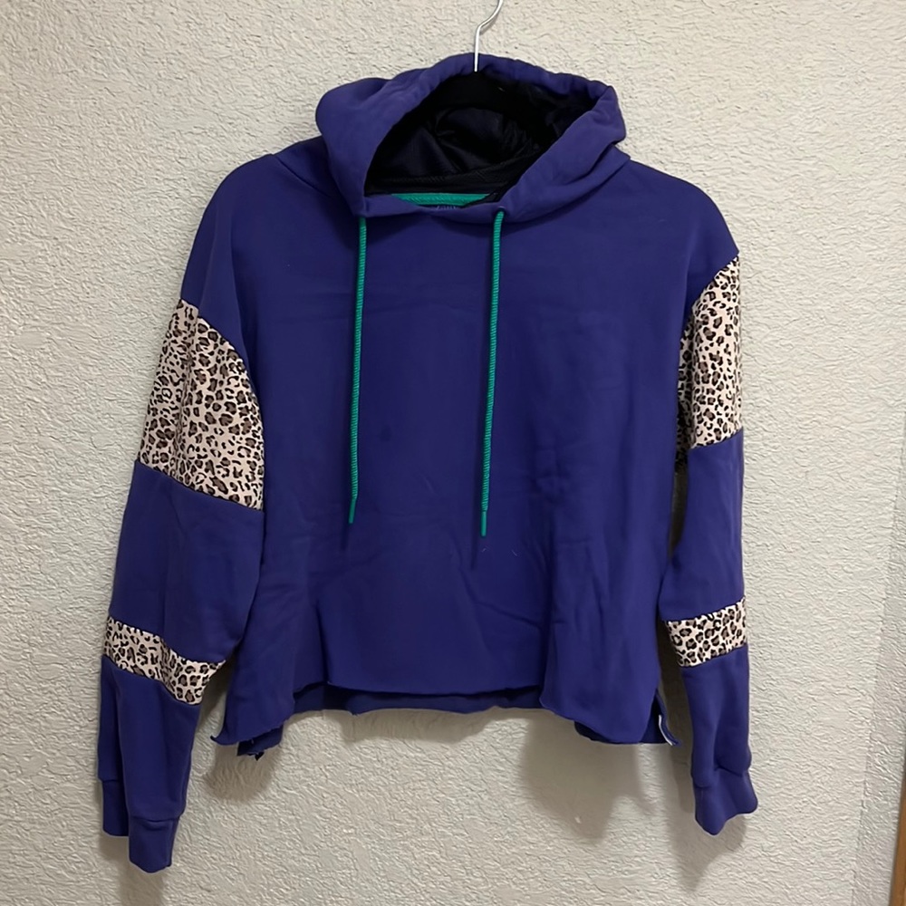 Purple leopard cropped hoodie